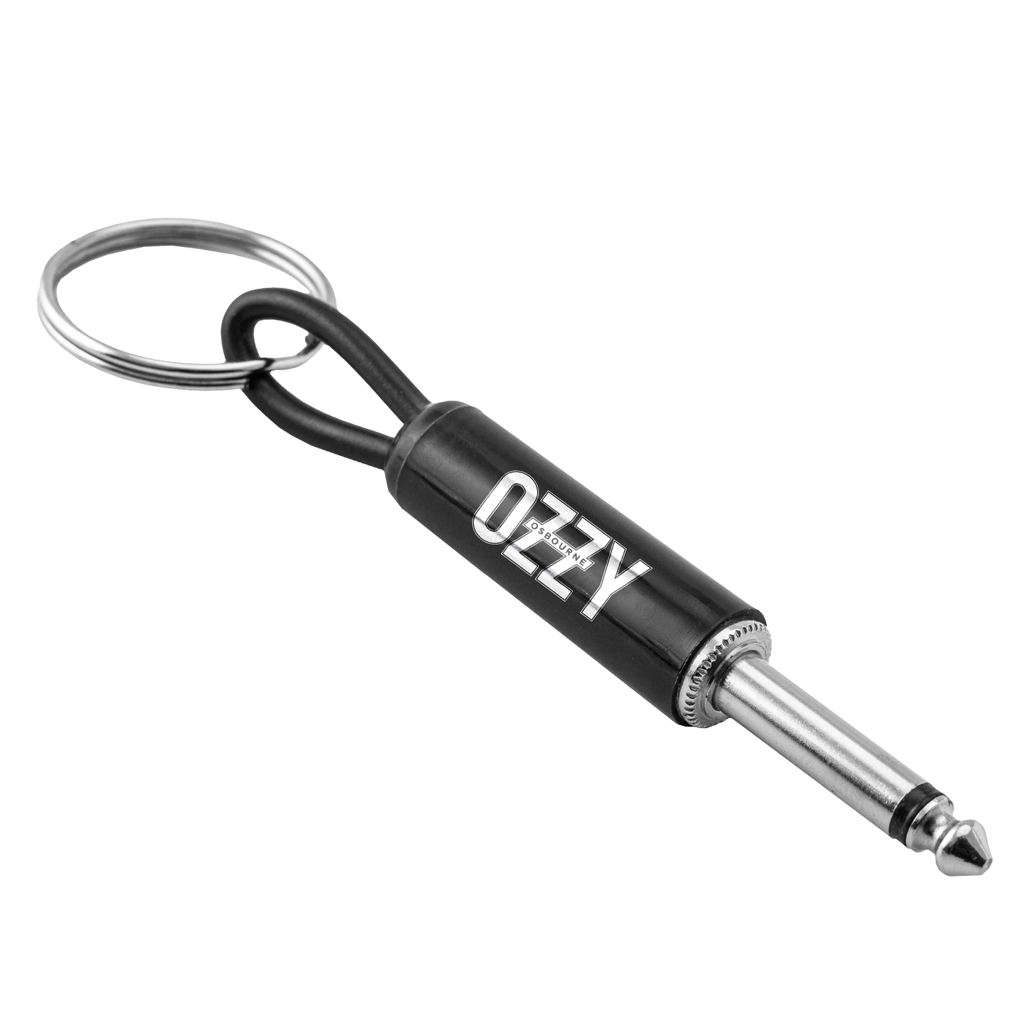 Ozzy White Logo Guitar Plug Keychain